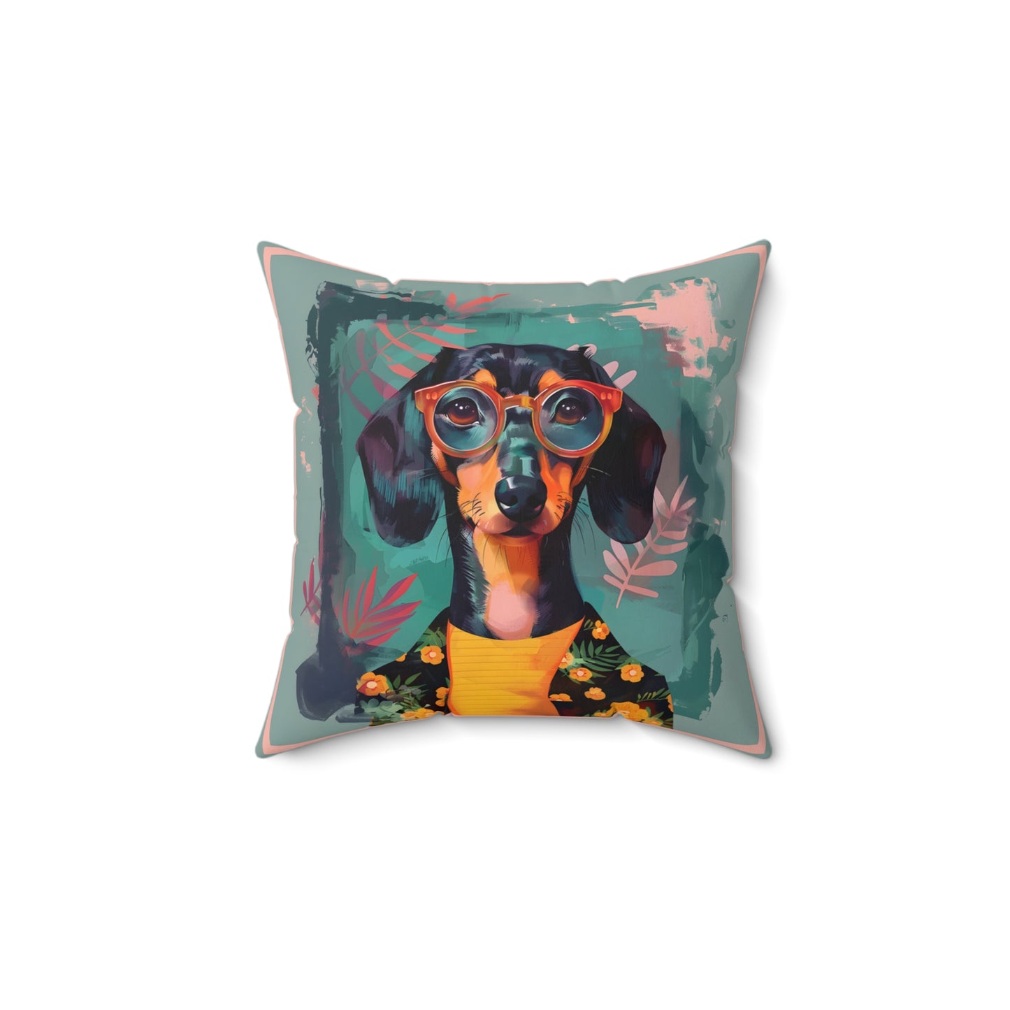 "Cool" Smooth-Haired Dachshund Square Throw Pillow