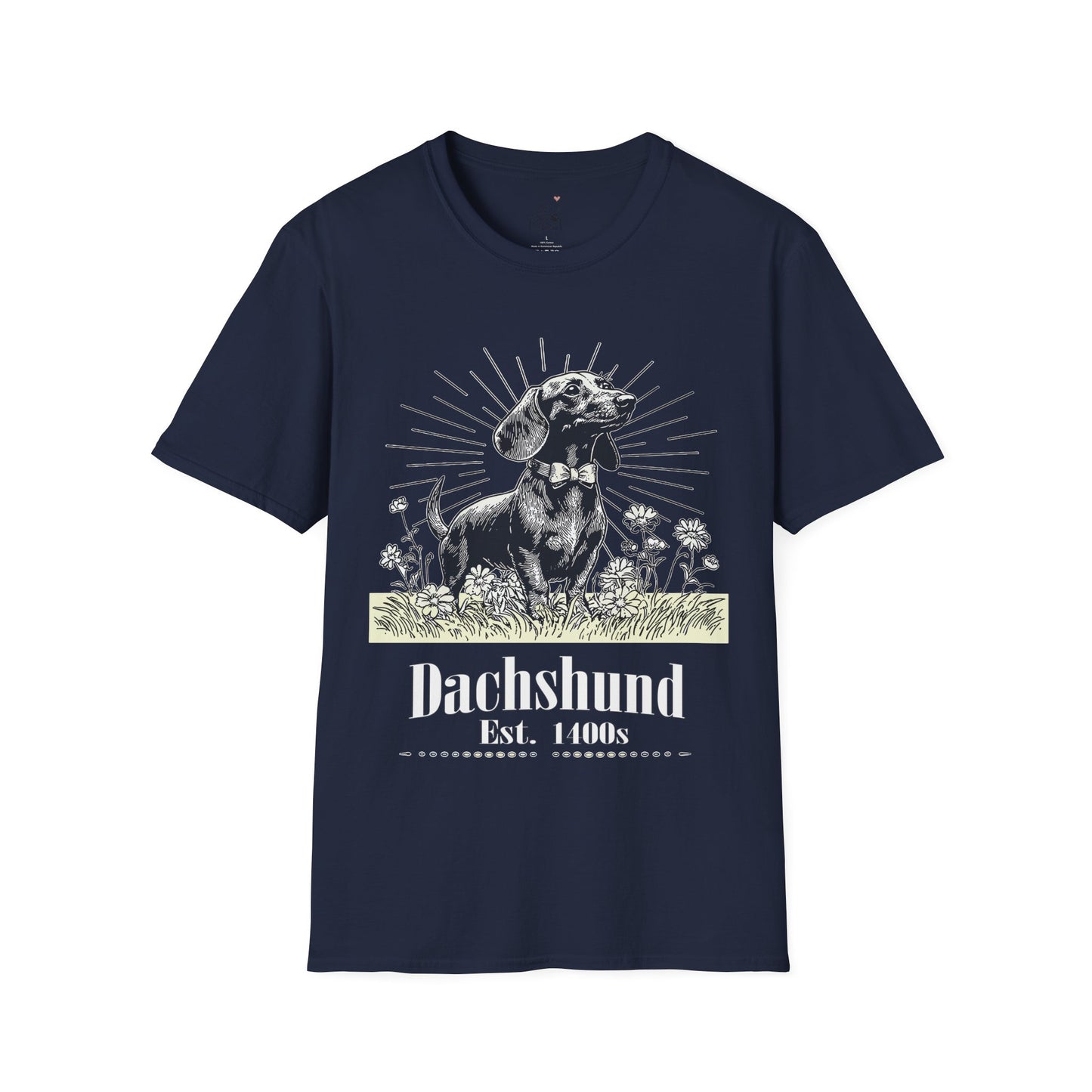 "Circa" Smooth-Haired Dachshund Unisex Softstyle T-Shirt