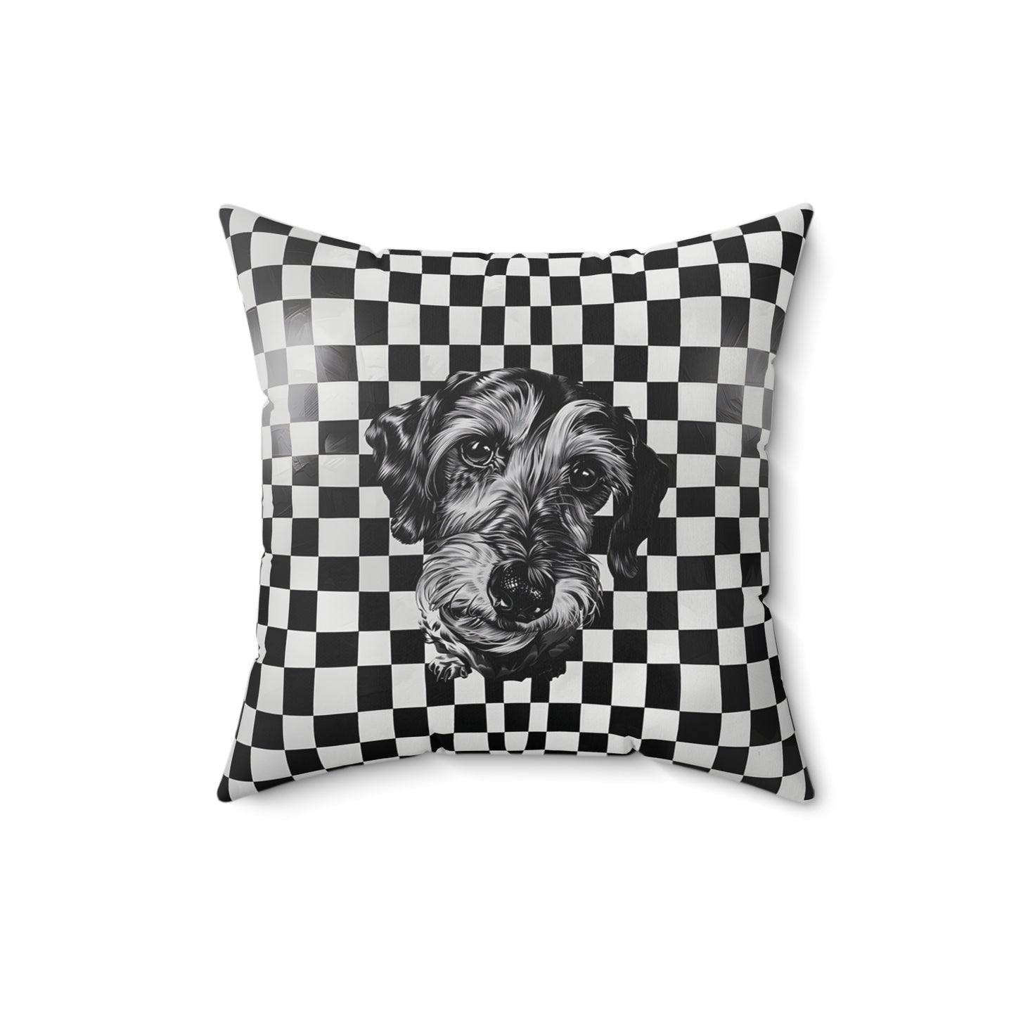 "Perspective" Wire-Haired Dachshund Square Throw Pillow