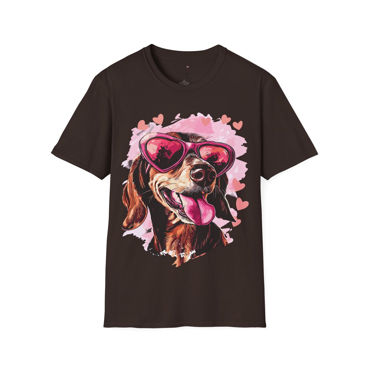"Tanned Hearts" Tan Smooth-Haired Dachshund Unisex Softstyle T-Shirt