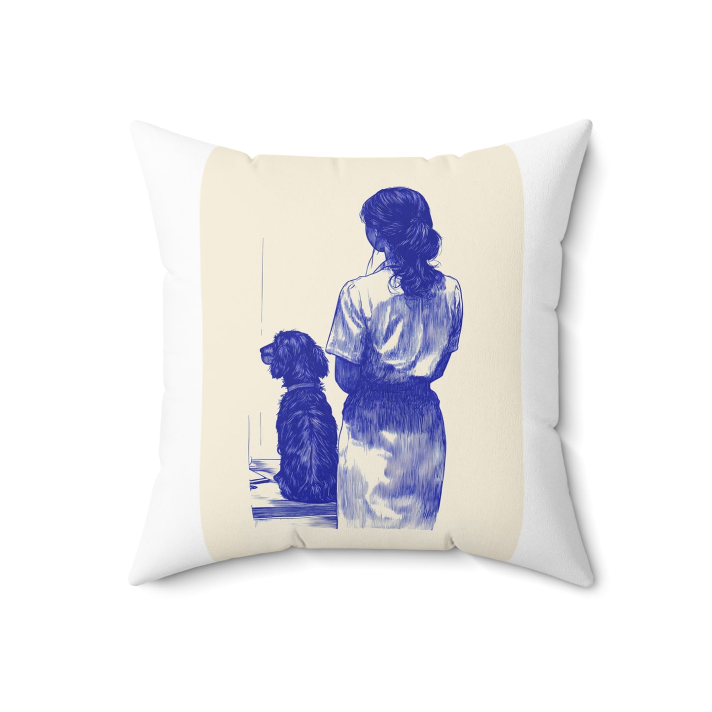 "Waiting" Wire-Haired Dachshund Square Throw Pillow