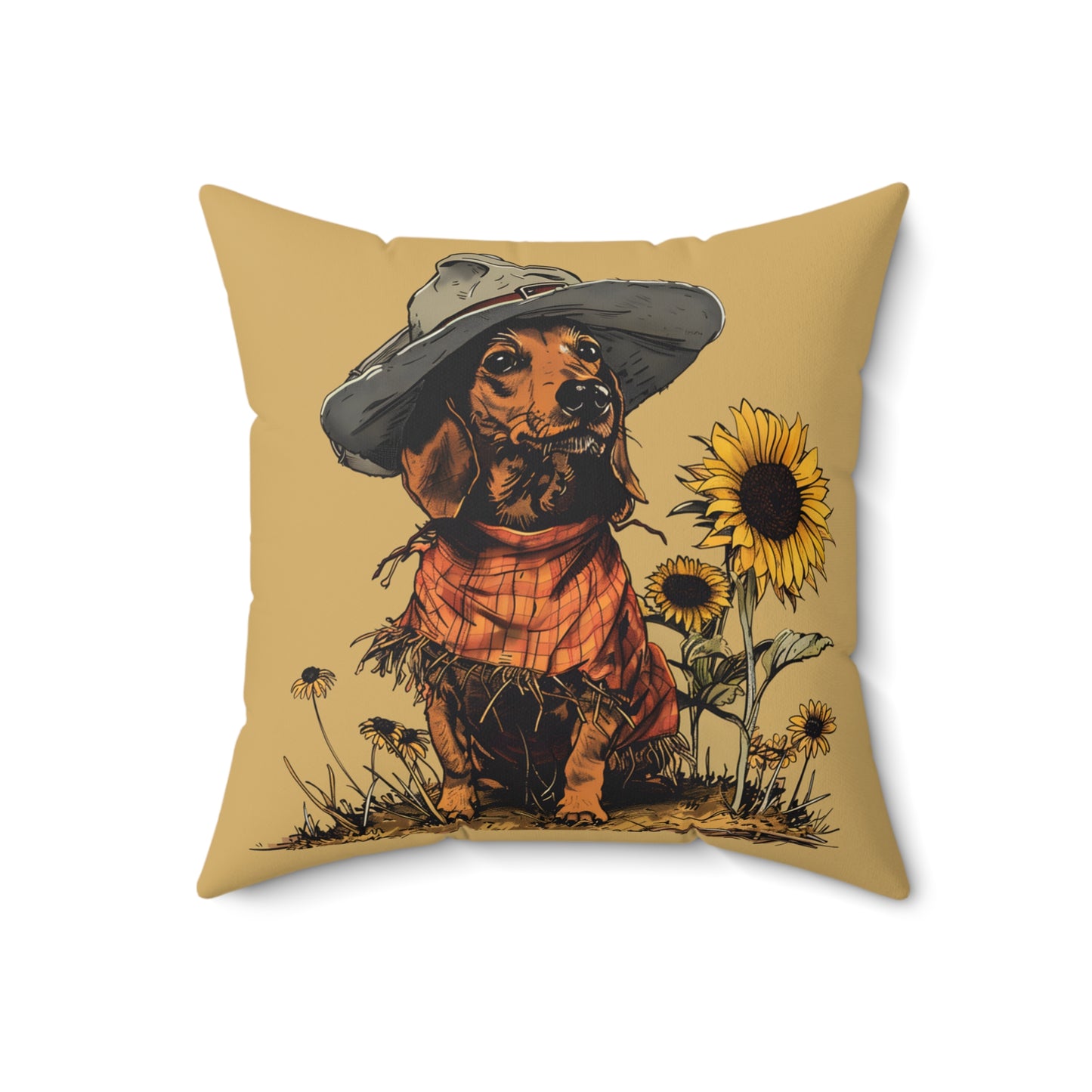#7 Autumn Inspired Tan Smooth-Haired Dachshund Throw Pillow