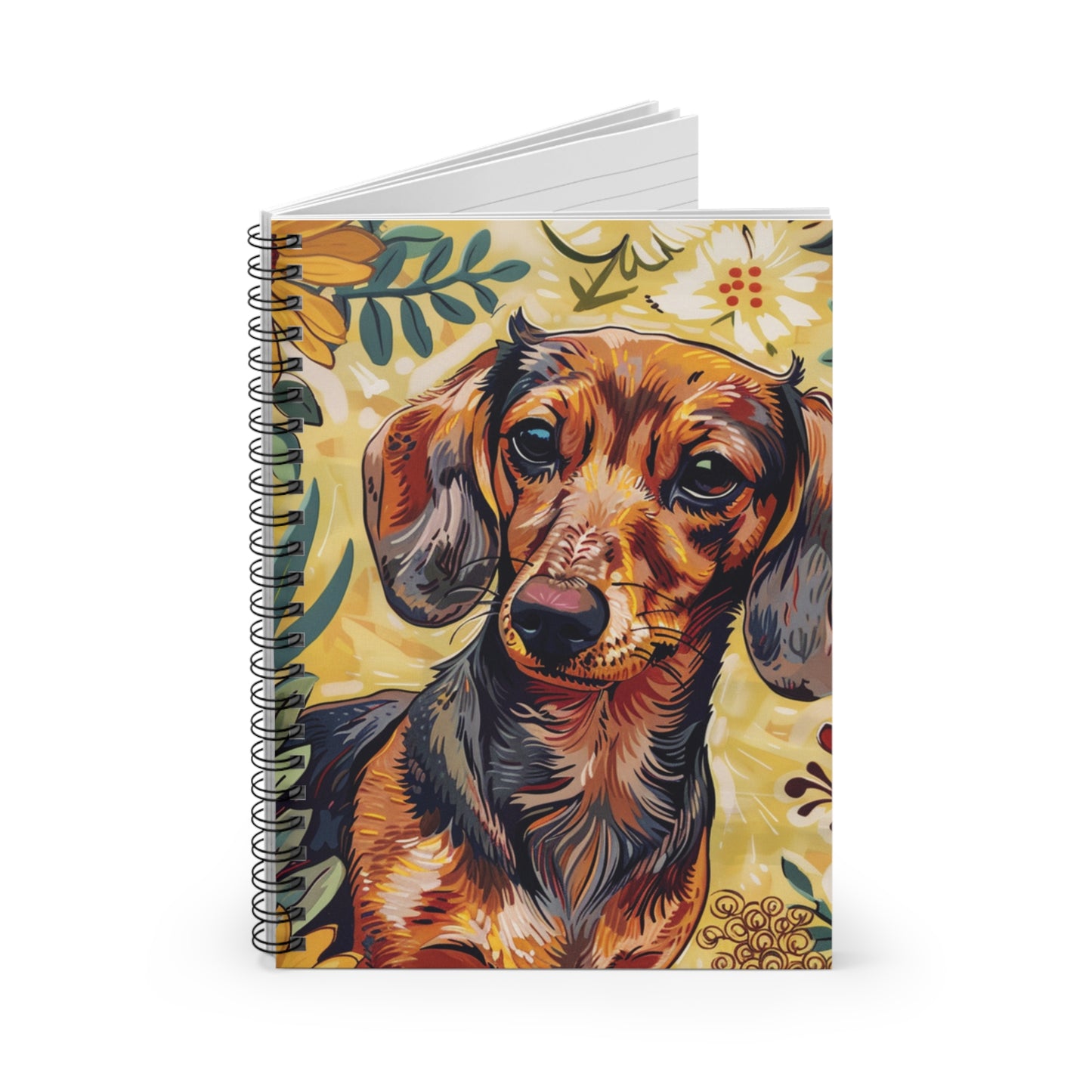 "Cadmium" Tan Smooth-Haired Dachshund Ruled Line Spiral Notebook