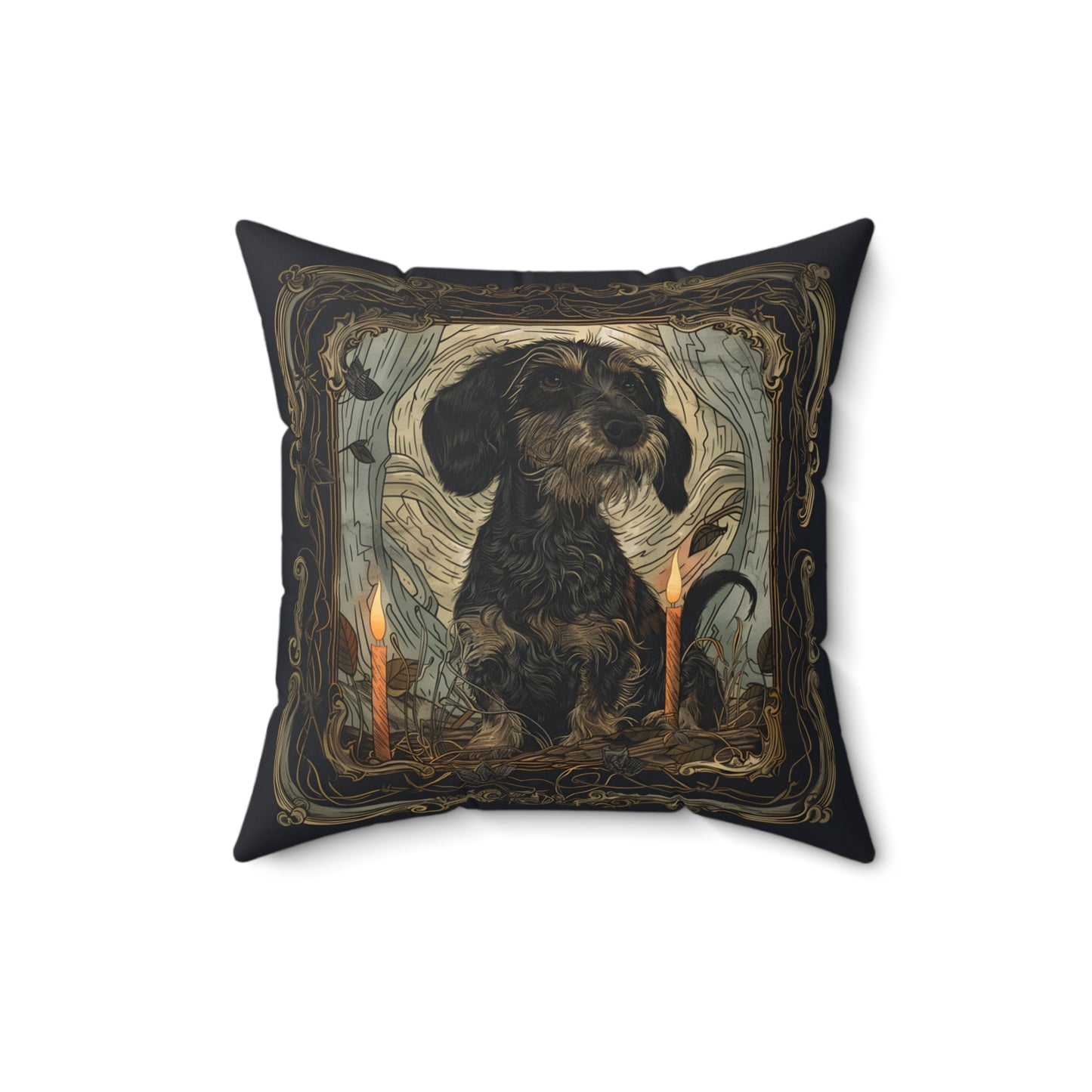 #26 Halloween Inspired Wire-Haired Dachshund Throw Pillow