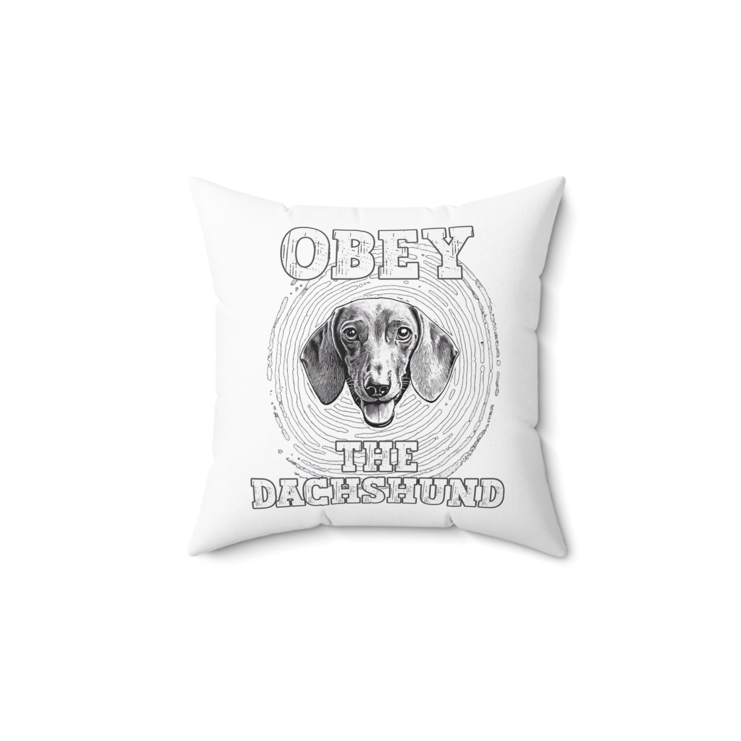 "Obey" Smooth-Haired Dachshund Square Throw Pillow