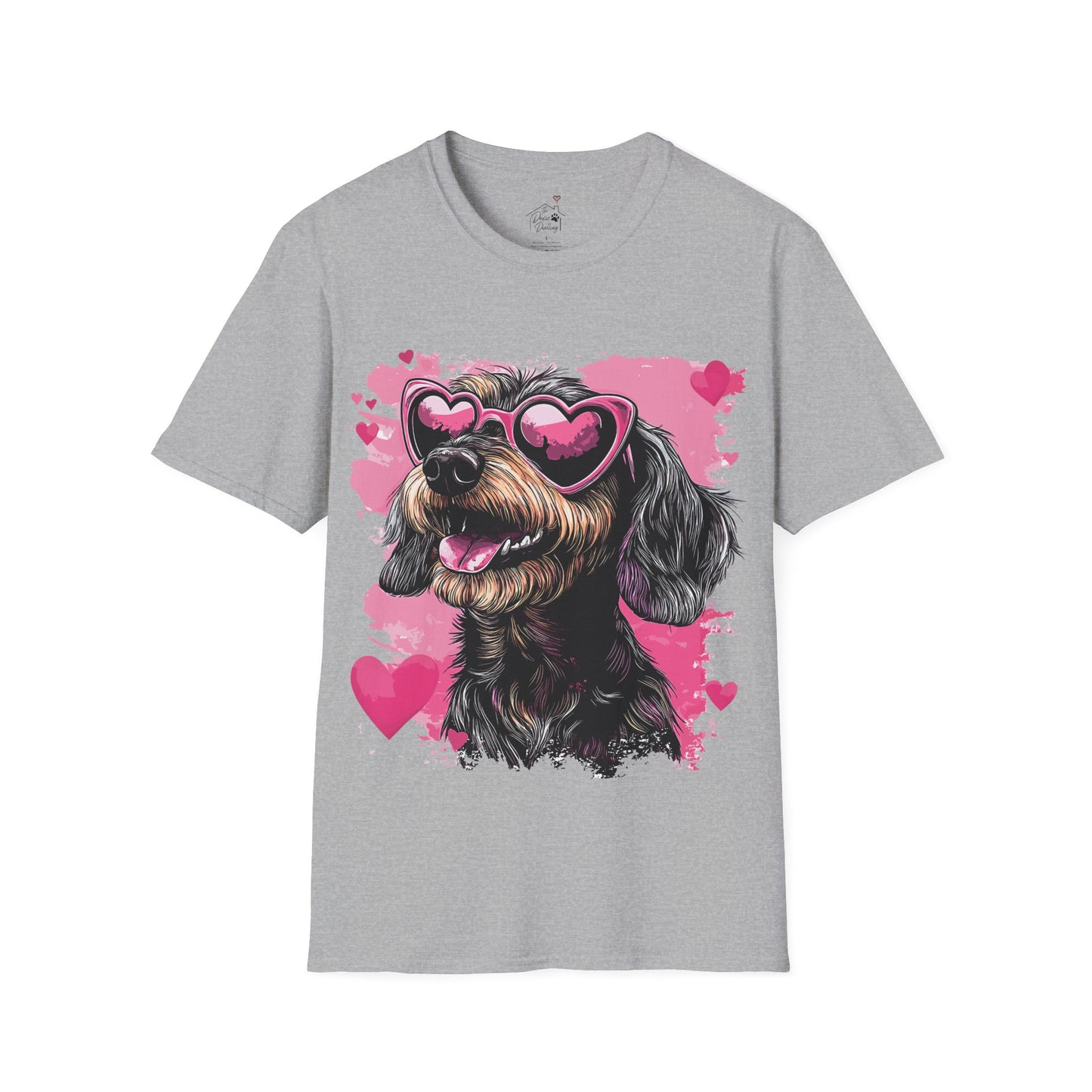 "Wired Heart" Wire-Haired Dachshund Unisex Softstyle T-Shirt