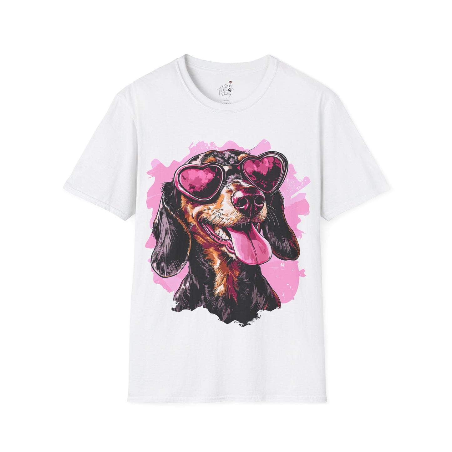 "Heart Eyes" Black & Tan Smooth-Haired Dachshund Unisex Softstyle T-Shirt