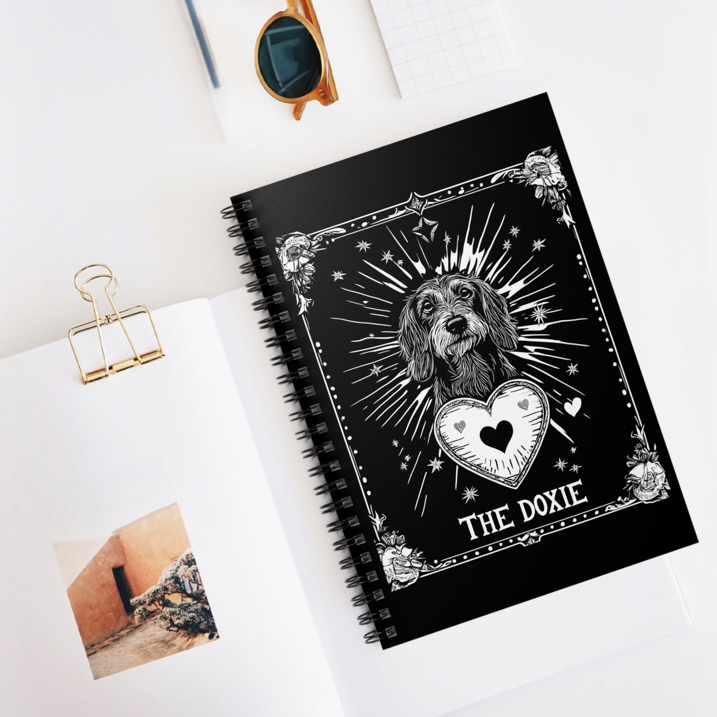 "Wire Tarot" Wire-Haired Dachshund Ruled Line Spiral Notebook
