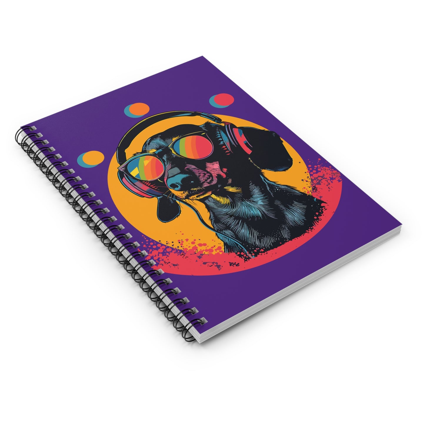 "Groove On" Black & Tan Smooth-Haired Dachshund Ruled Line Spiral Notebook