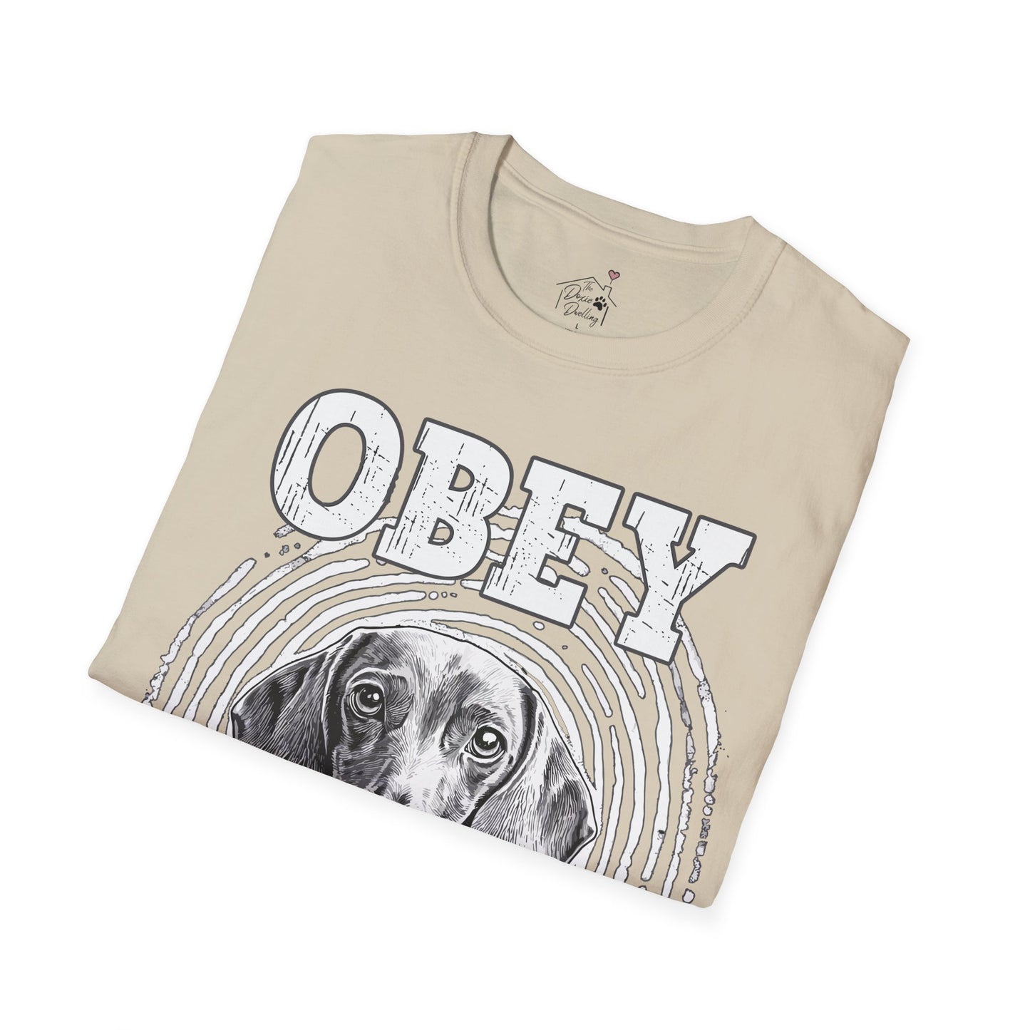 "Obey" Smooth-Haired Dachshund Unisex Softstyle T-Shirt