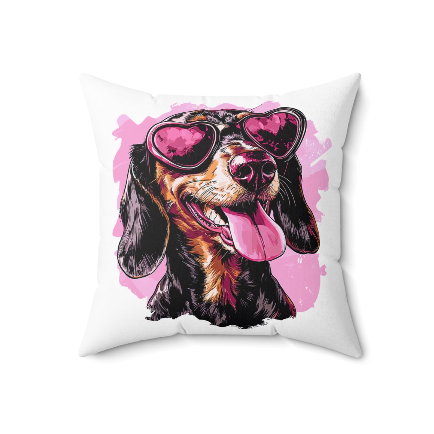 "Heart Eyes" Black & Tan Smooth-Haired Dachshund Square Throw Pillow