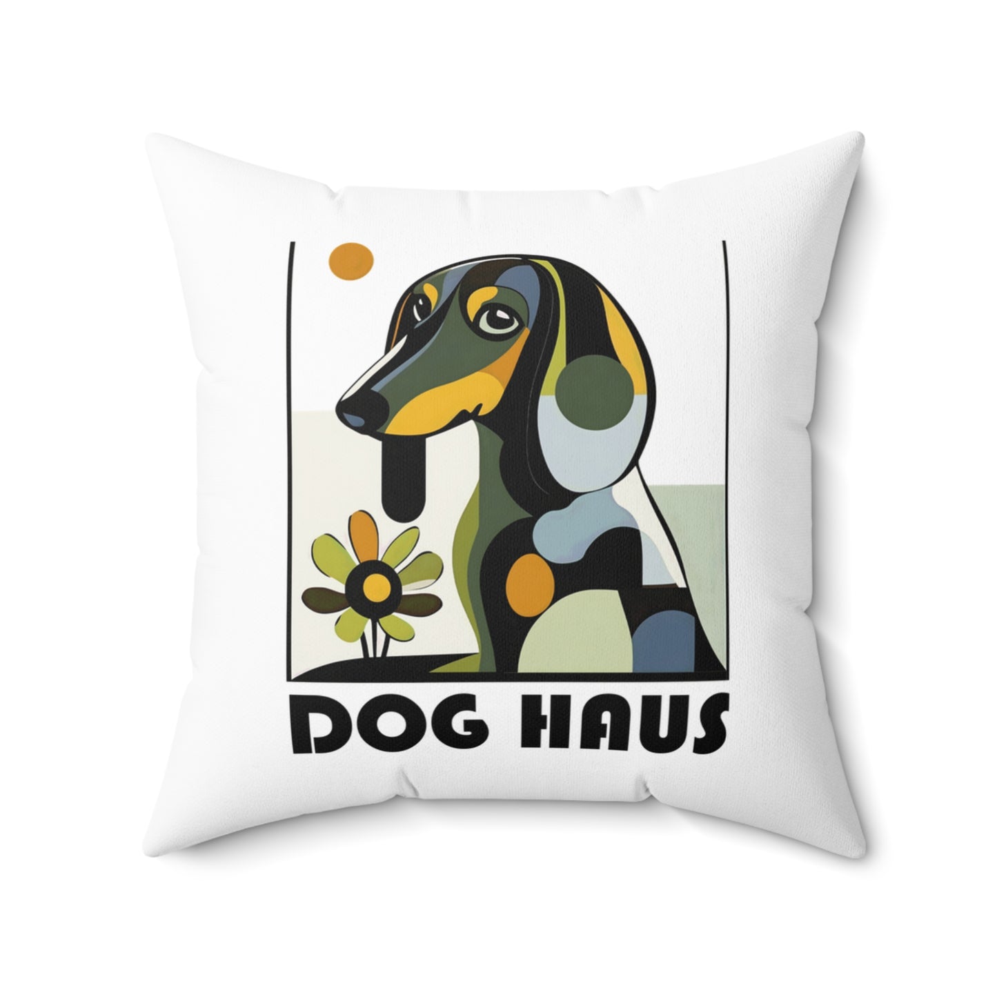 "Long Haus" Long-Haired Dachshund Square Throw Pillow