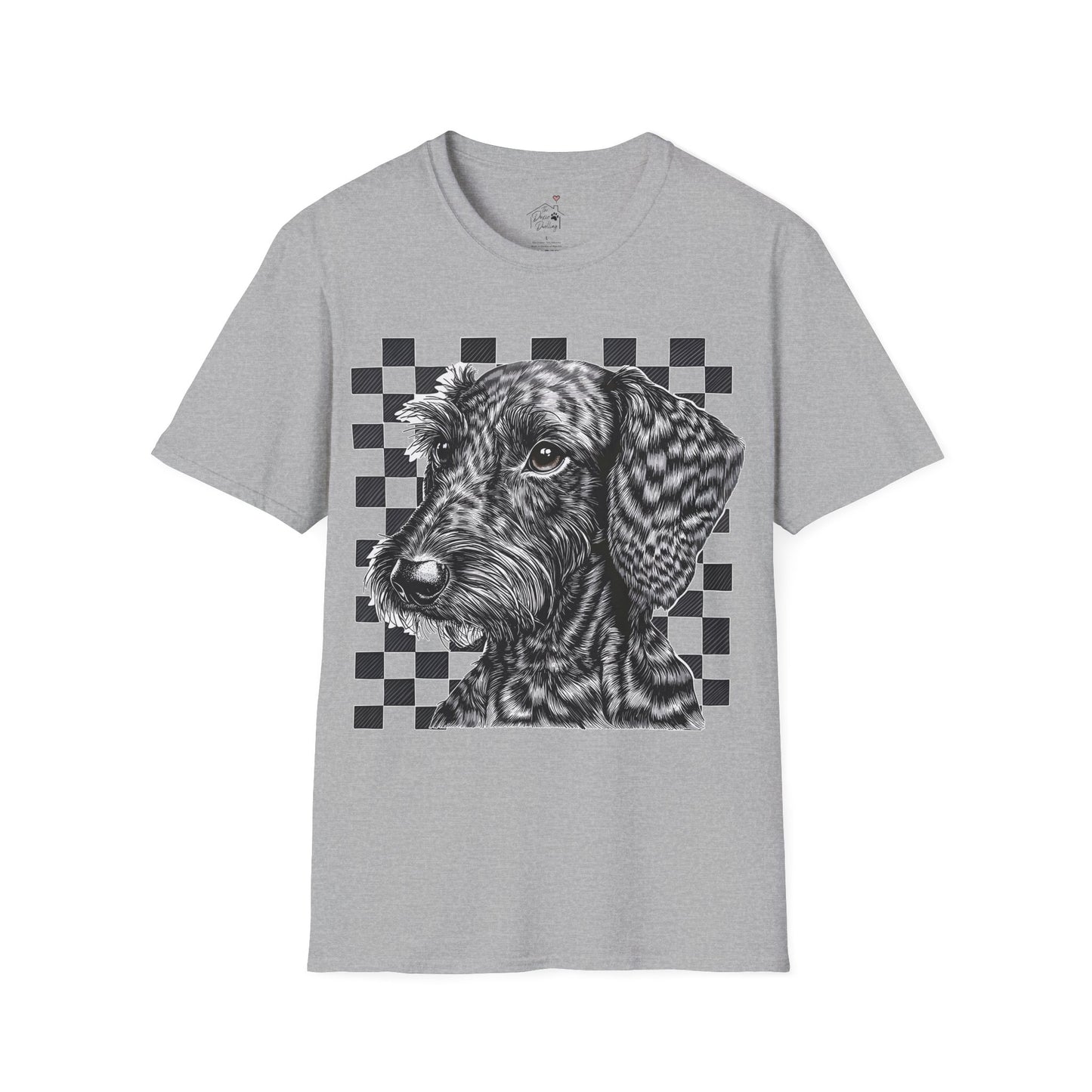 "Wired Check" Wire-Haired Dachshund Unisex Softstyle T-Shirt