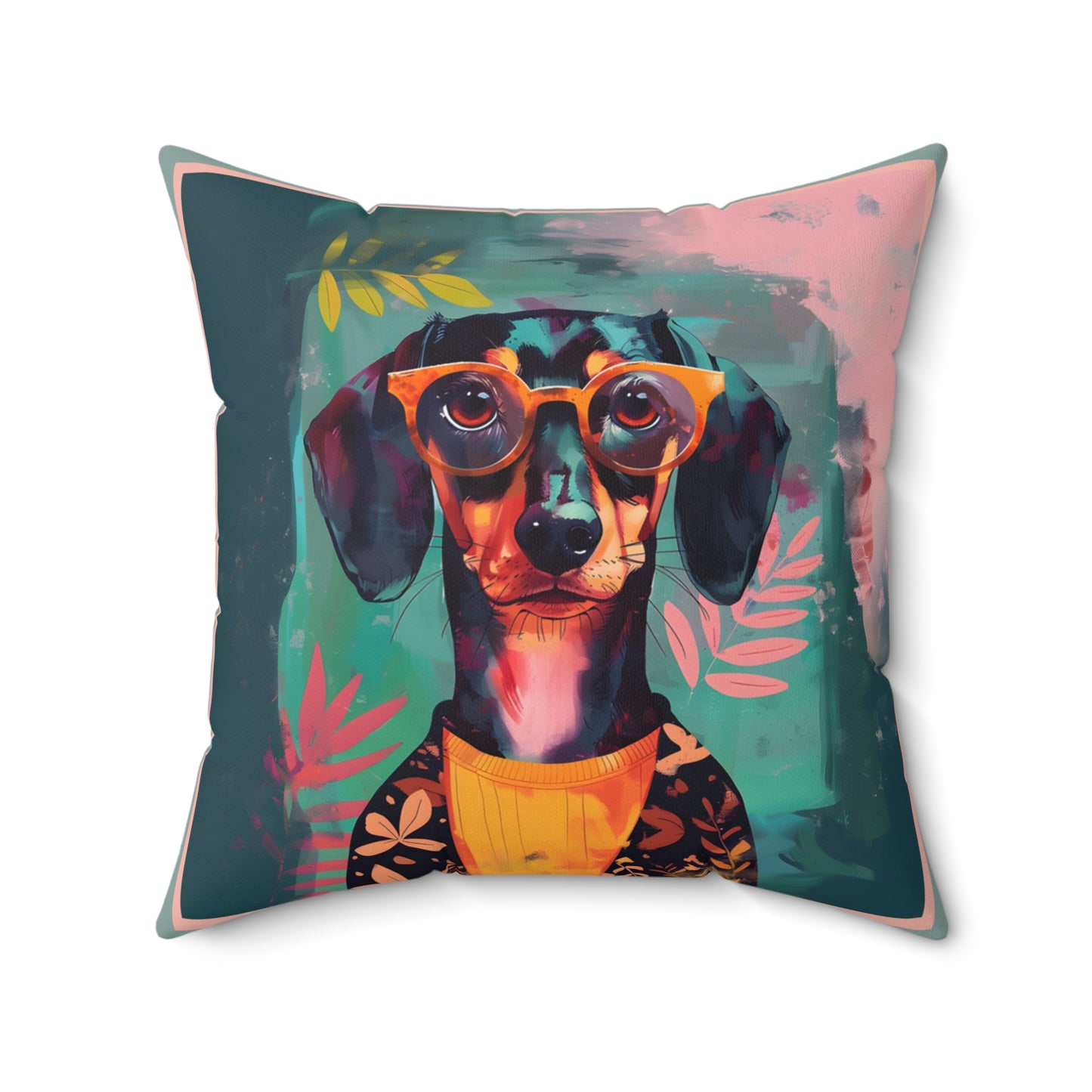 "Too Cool" Smooth-Haired Dachshund Square Throw Pillow