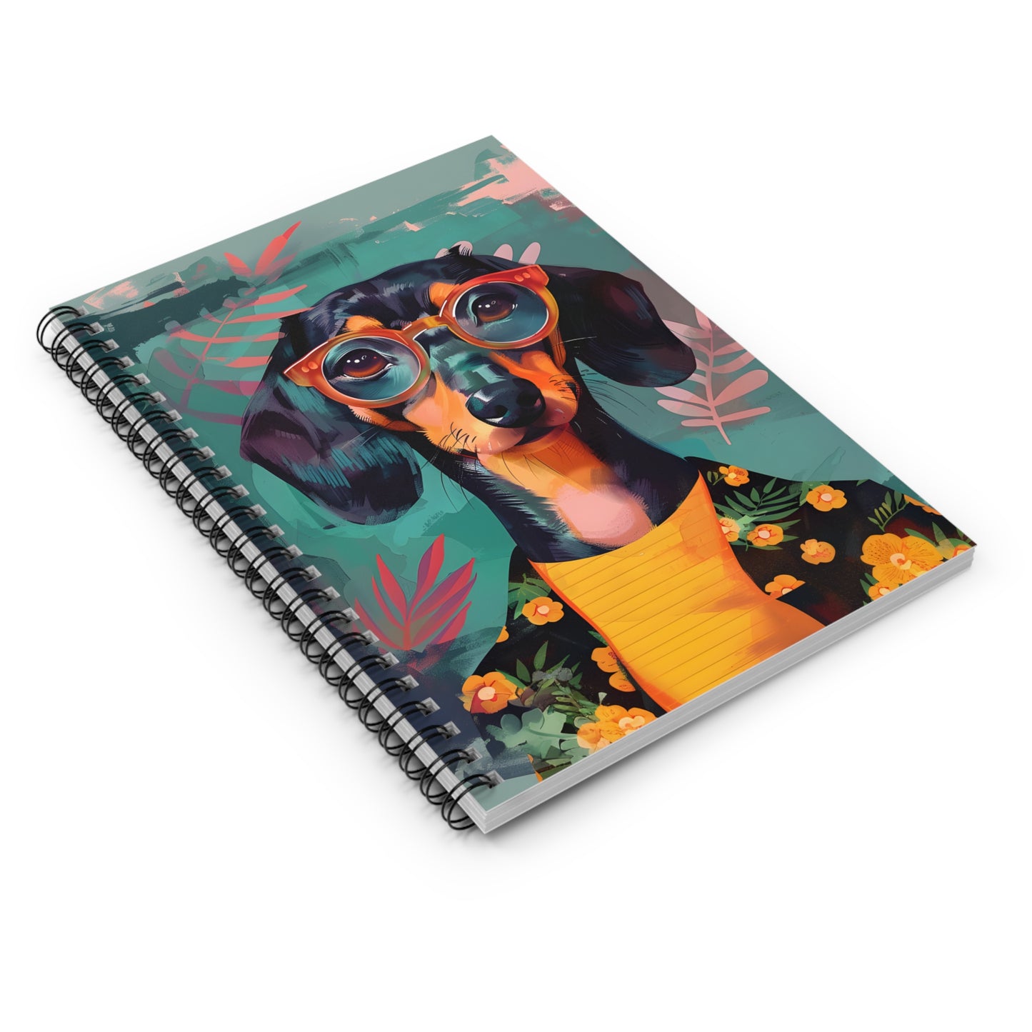 "Cool" Black & Tan Smooth-Haired Dachshund Ruled Line Spiral Notebook