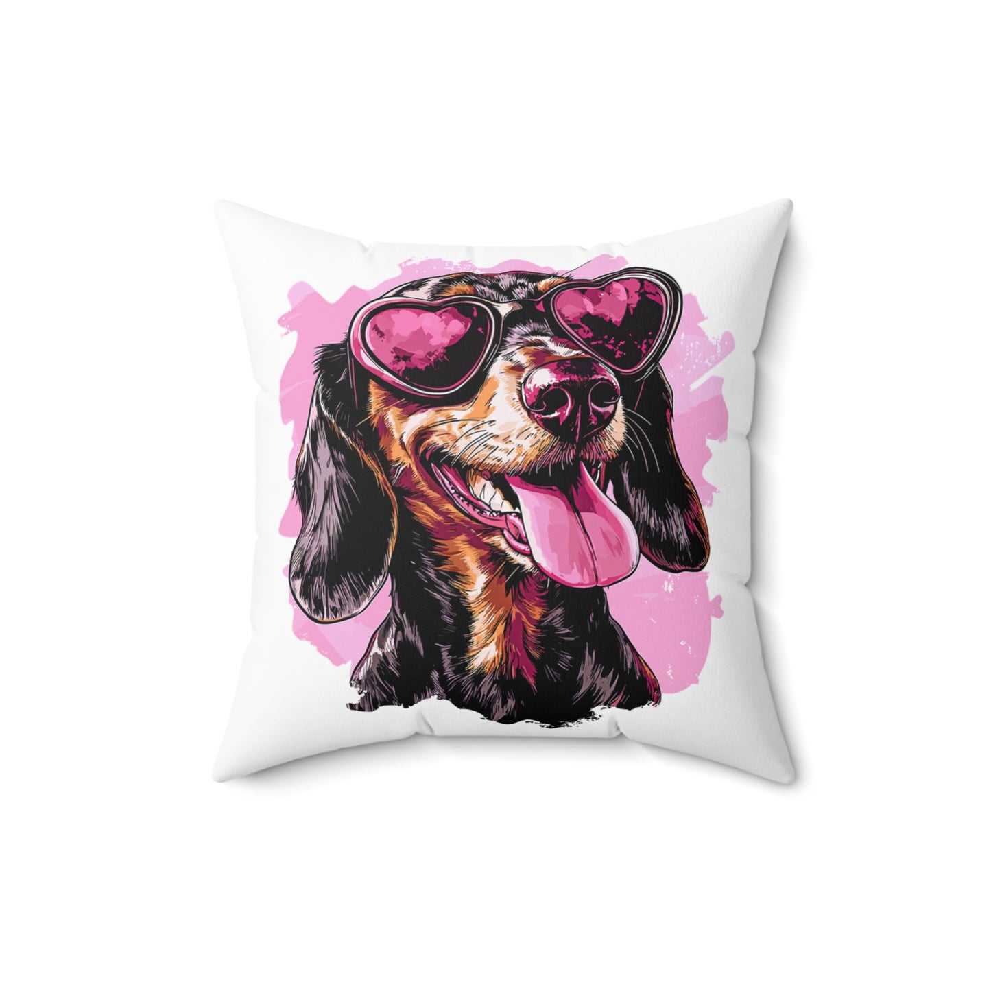 "Heart Eyes" Black & Tan Smooth-Haired Dachshund Square Throw Pillow