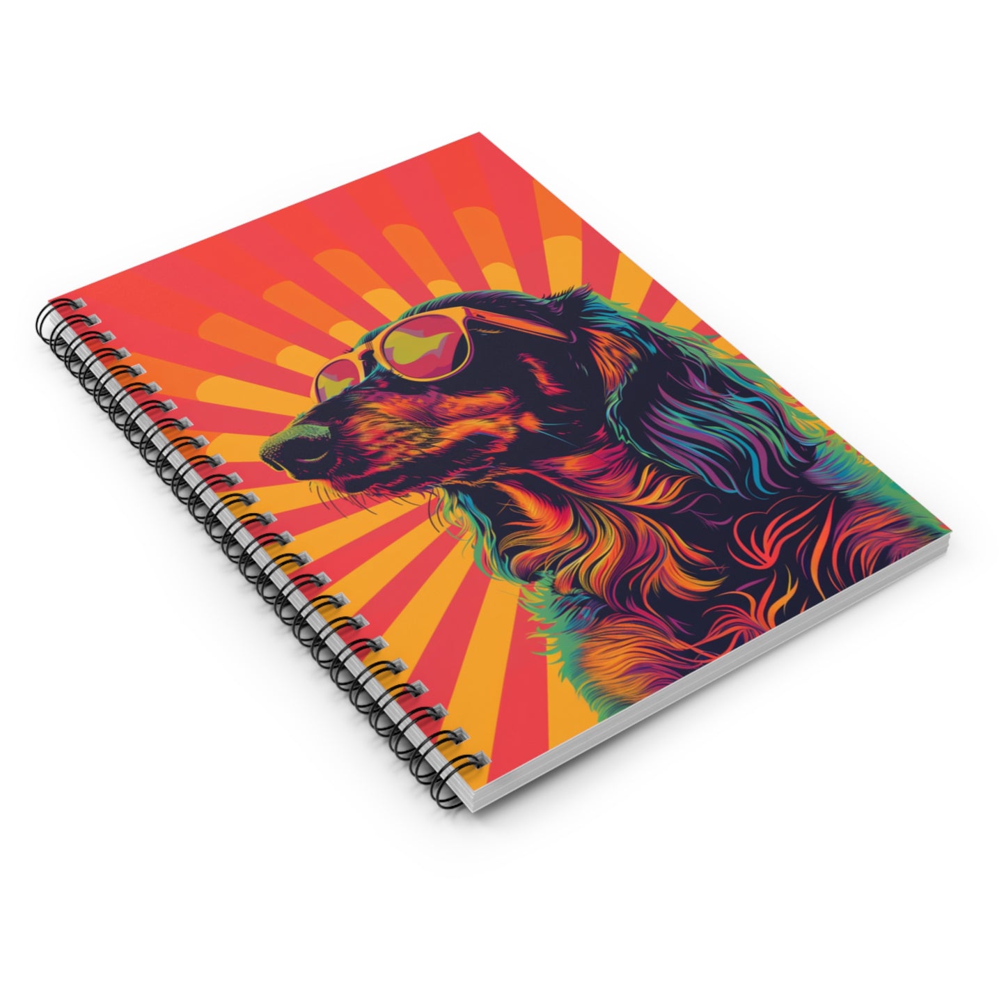 "Tricolor" Long-Haired Dachshund Ruled Line Spiral Notebook