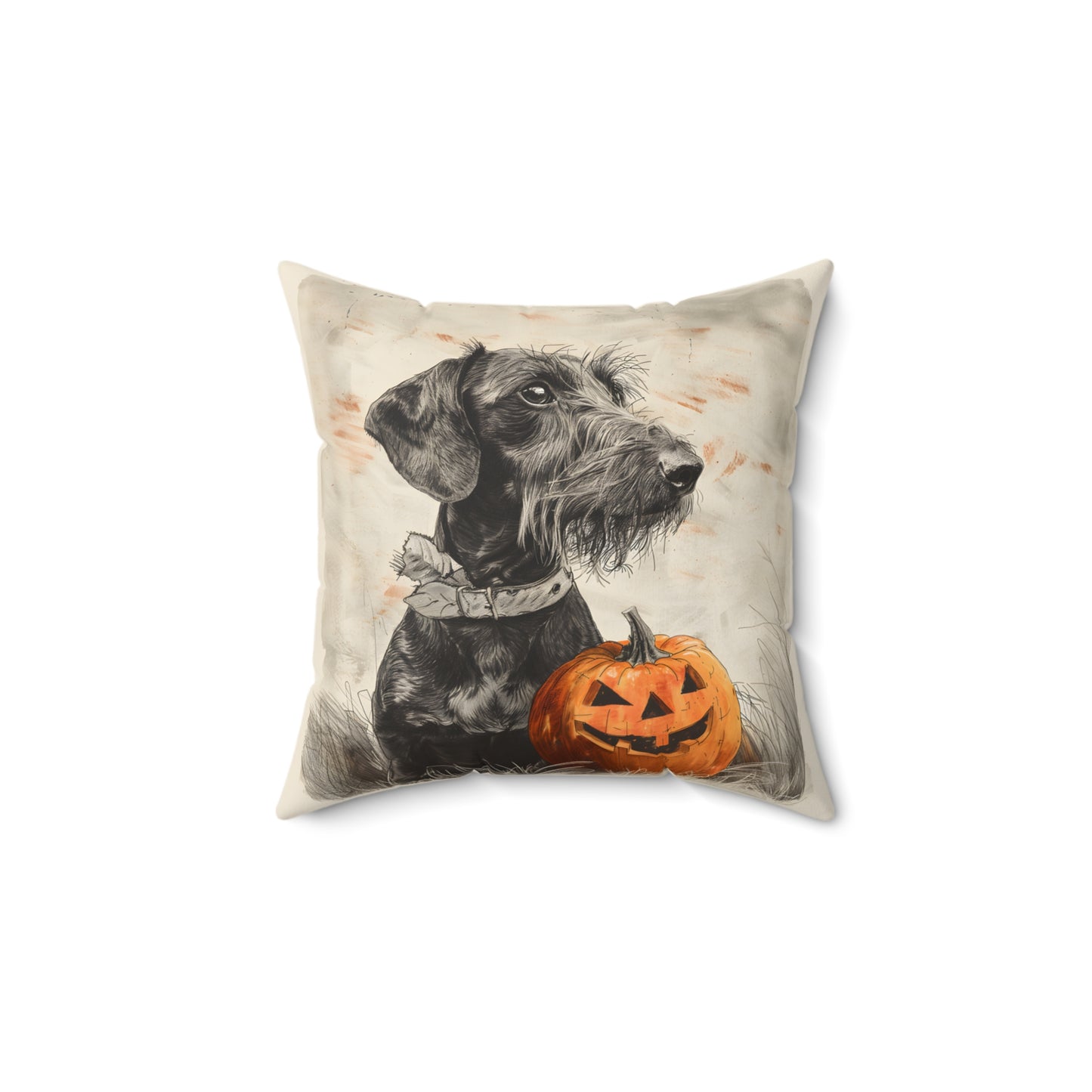 #29 Halloween Inspired Wire-Haired Dachshund Throw Pillow
