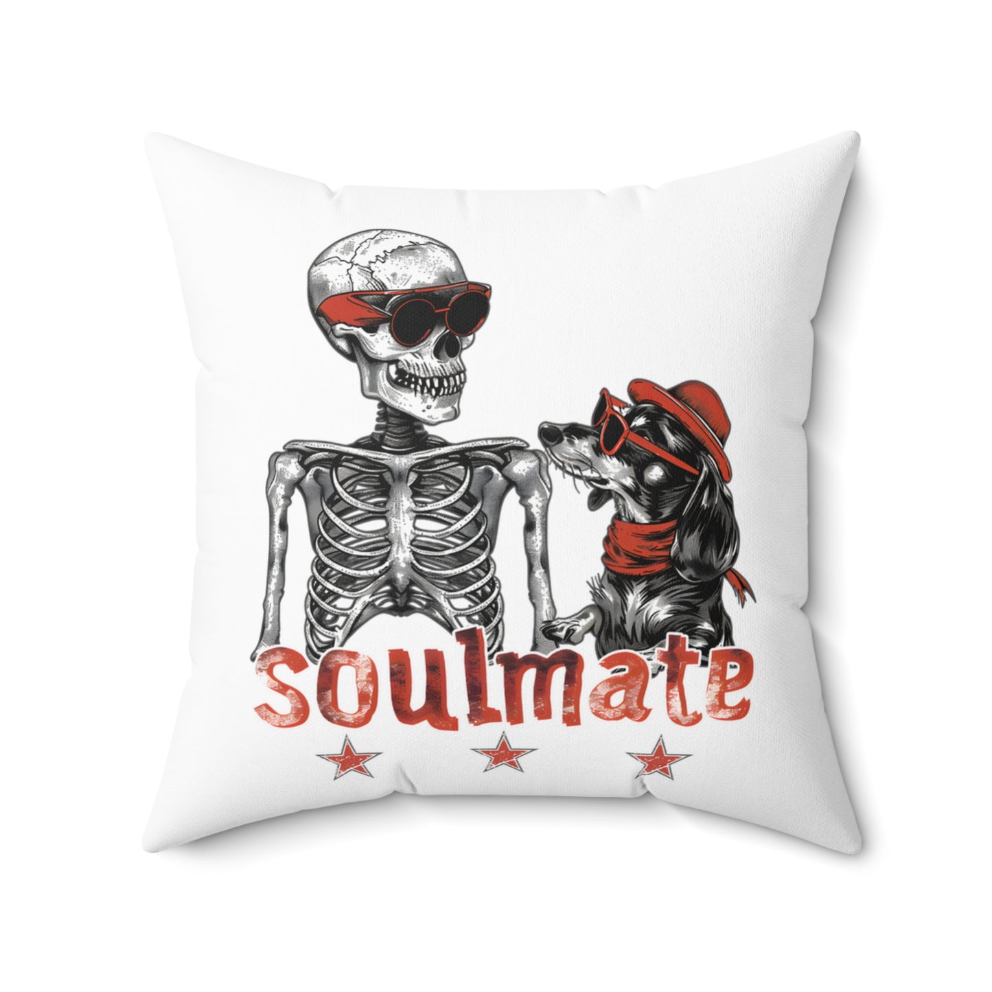 "Soulmate Bros" Long-Haired Dachshund Square Throw Pillow