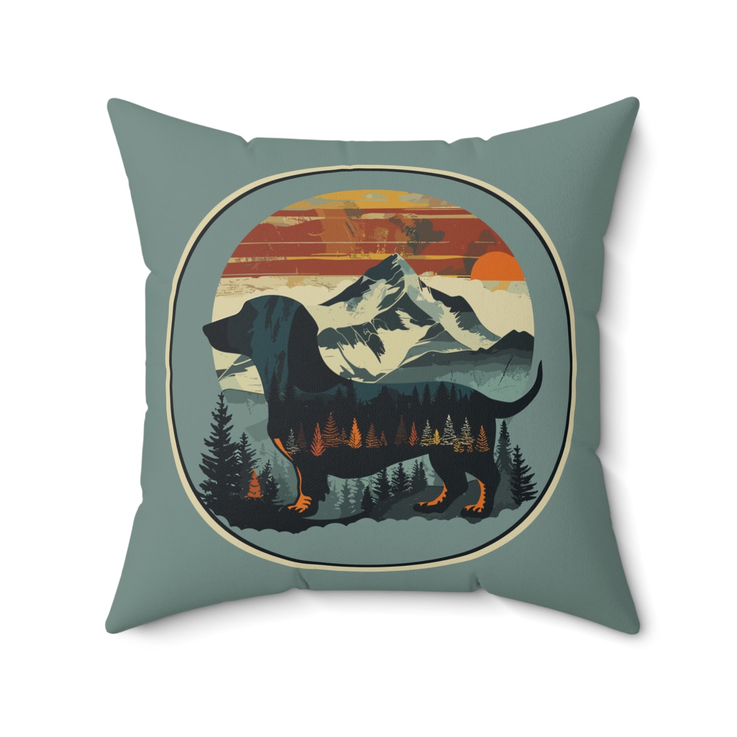 "Smokey" Smooth-Haired Dachshund Square Throw Pillow
