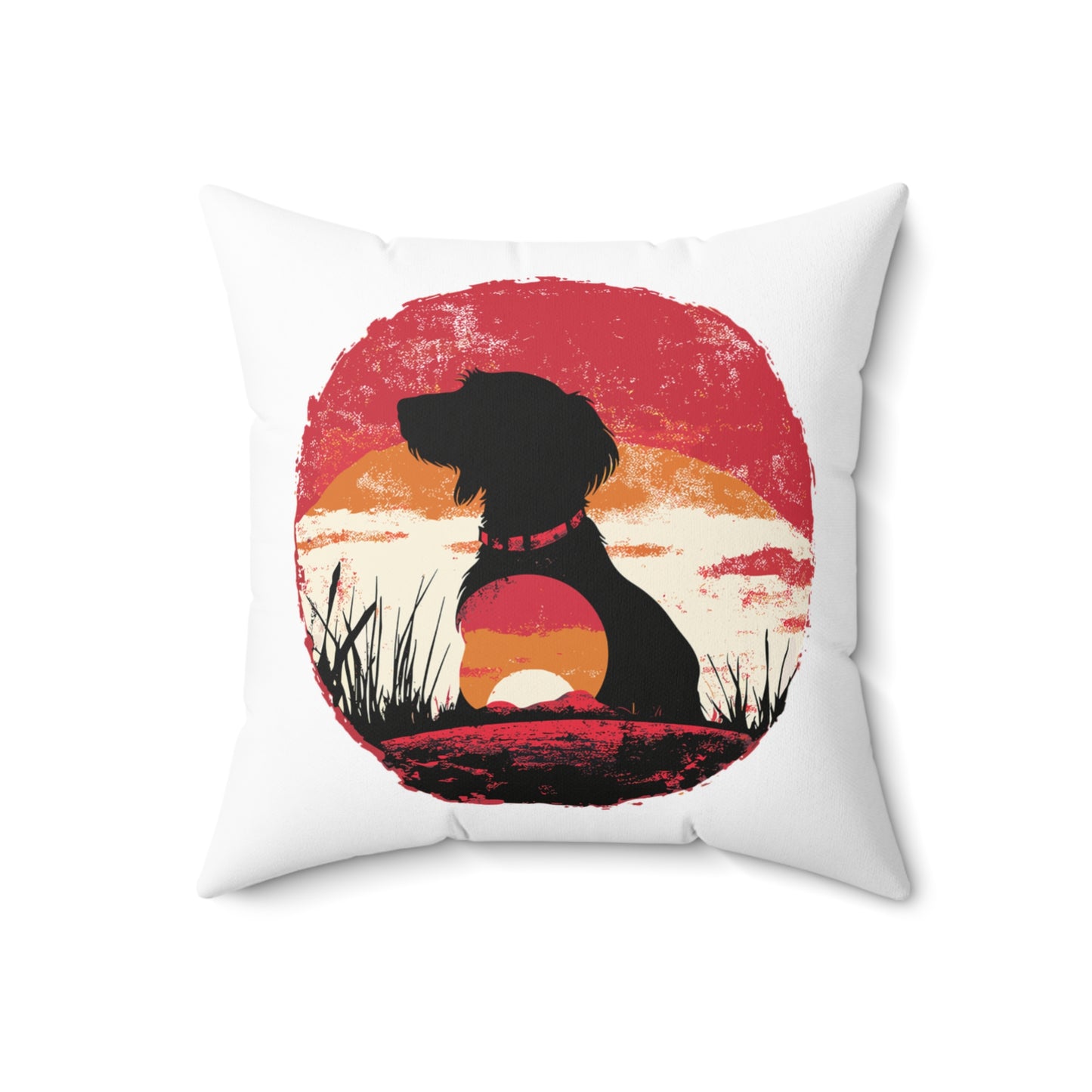 "Wired Sunset" Wire-Haired Dachshund Square Throw Pillow