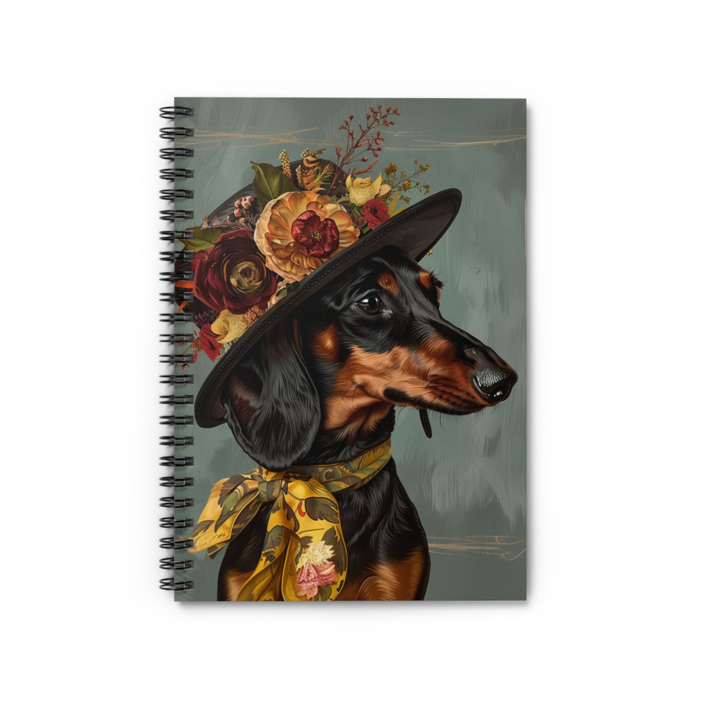 "Fancy Day Out" Black & Tan Smooth-Haired Dachshund Ruled Line Spiral Notebook