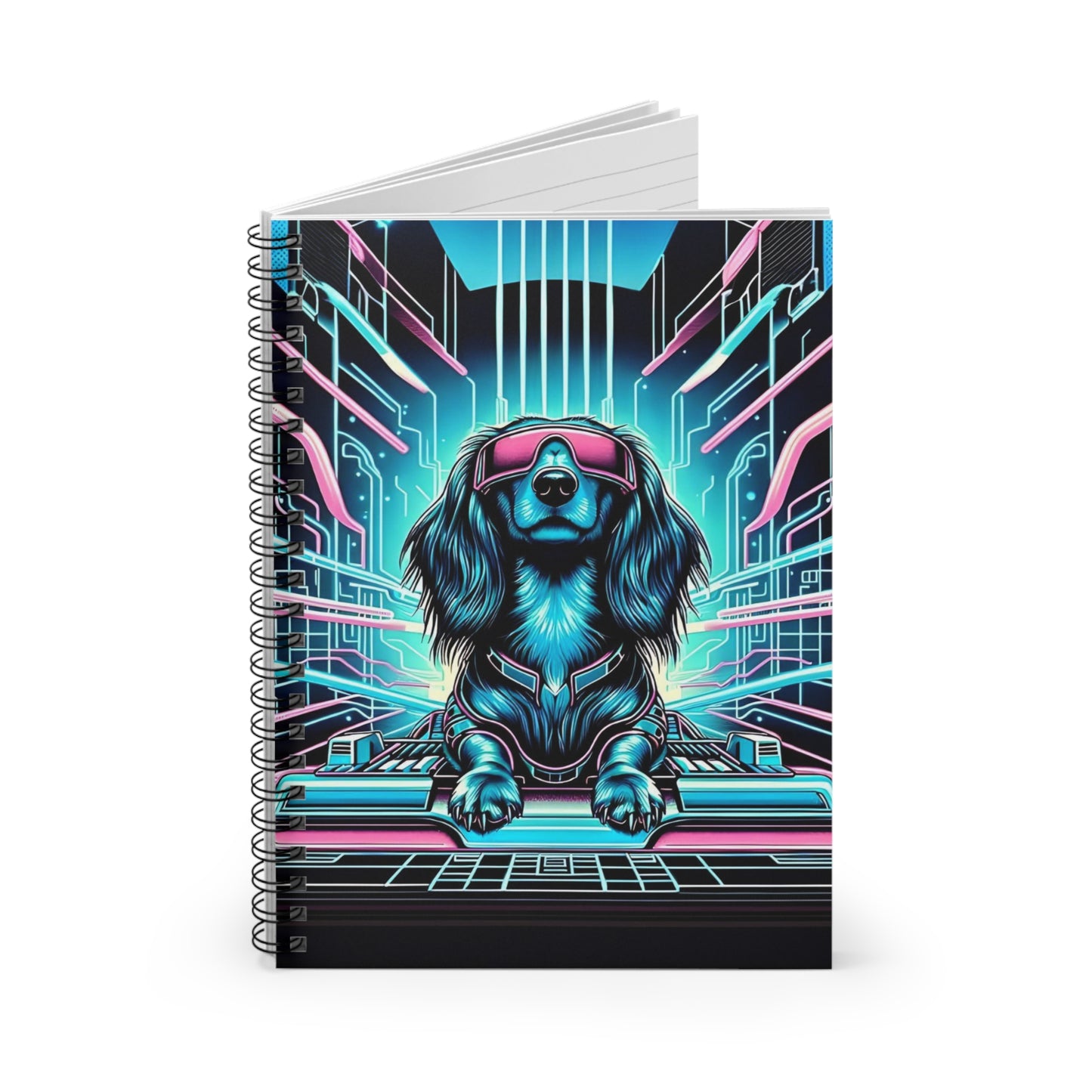 "Data" Long-Haired Dachshund Ruled Line Spiral Notebook
