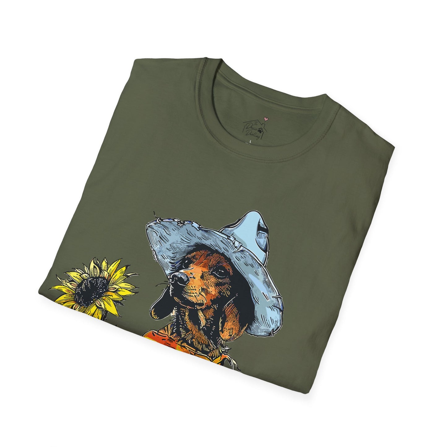 "Sunflowers" Tan Smooth-Haired Dachshund Unisex Softstyle T-Shirt
