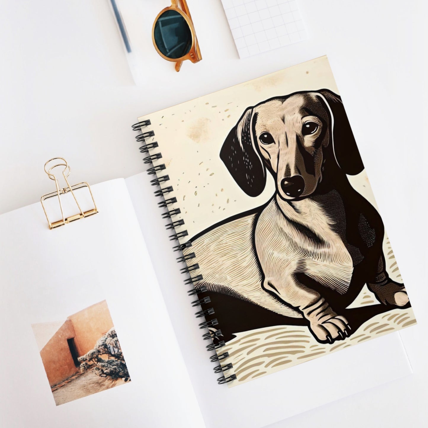"Sandy" Tan Smooth-Haired Dachshund Ruled Line Spiral Notebook