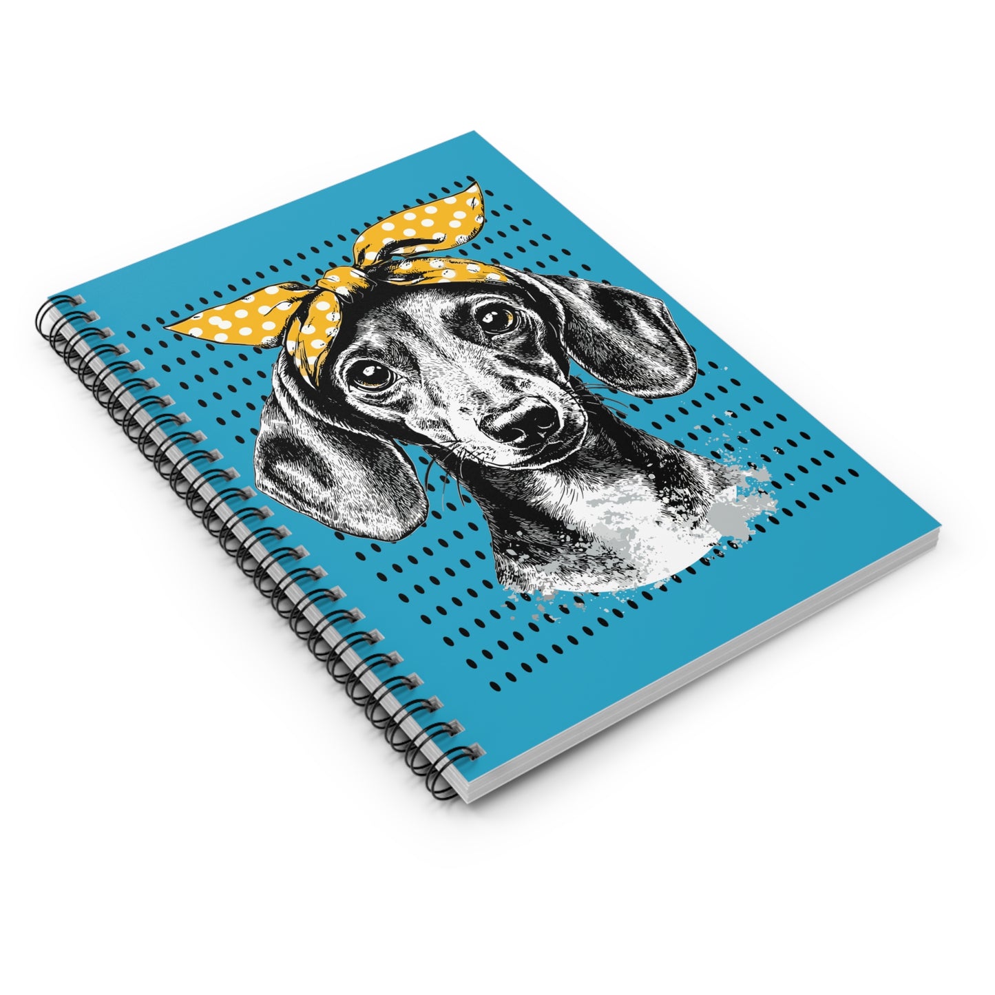 "Let's Polka" Tan Smooth-Haired Dachshund Ruled Line Spiral Notebook