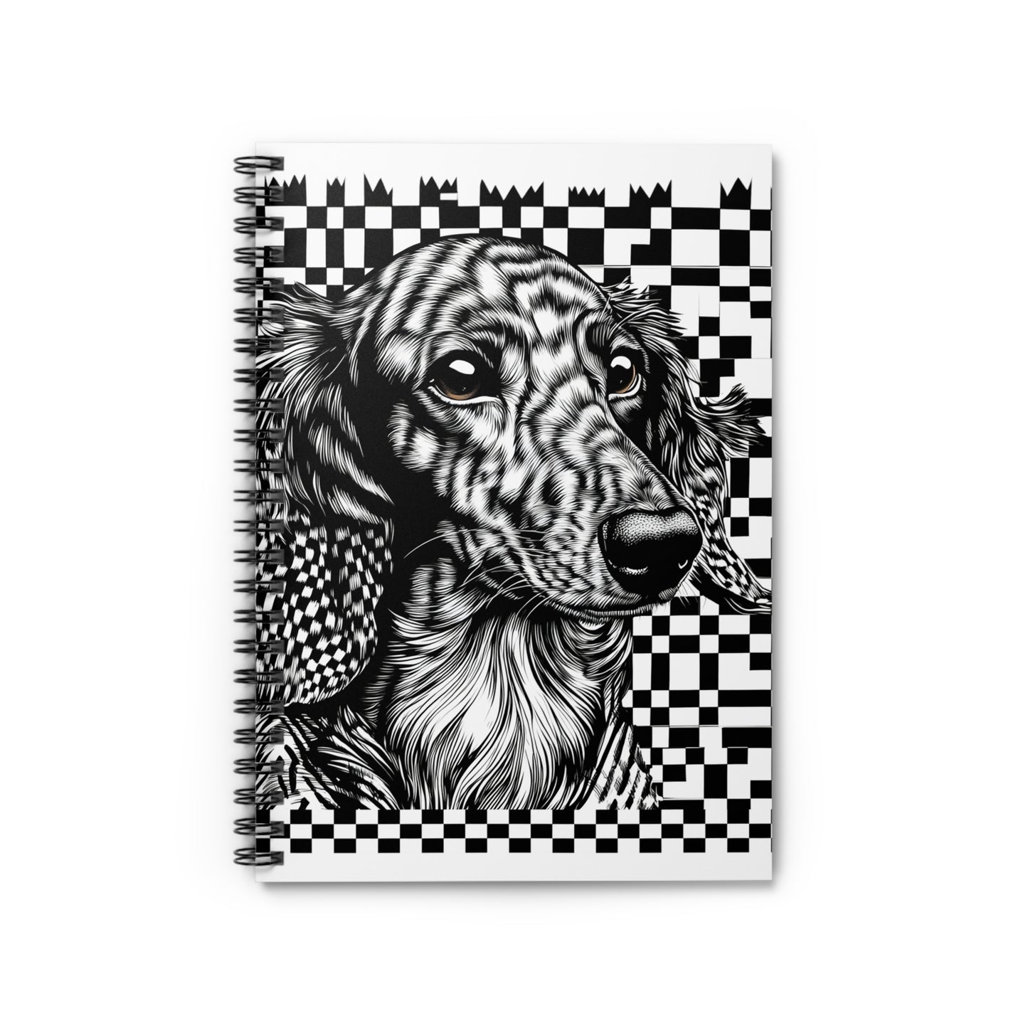 "Long-Checked" Long-Haired Dachshund Ruled Line Spiral Notebook