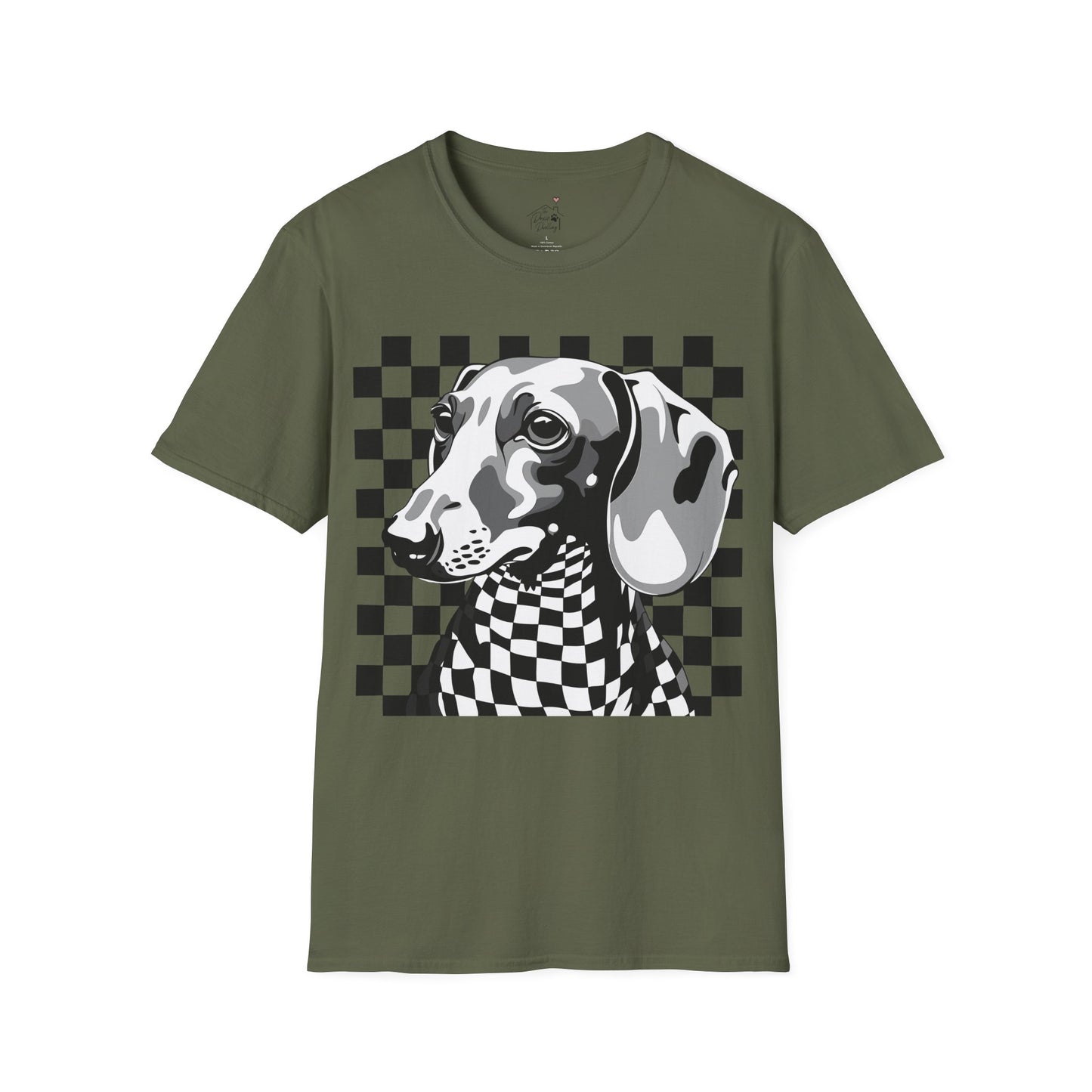 "Check, Please!" Tan Smooth-Haired Dachshund Unisex Softstyle T-Shirt