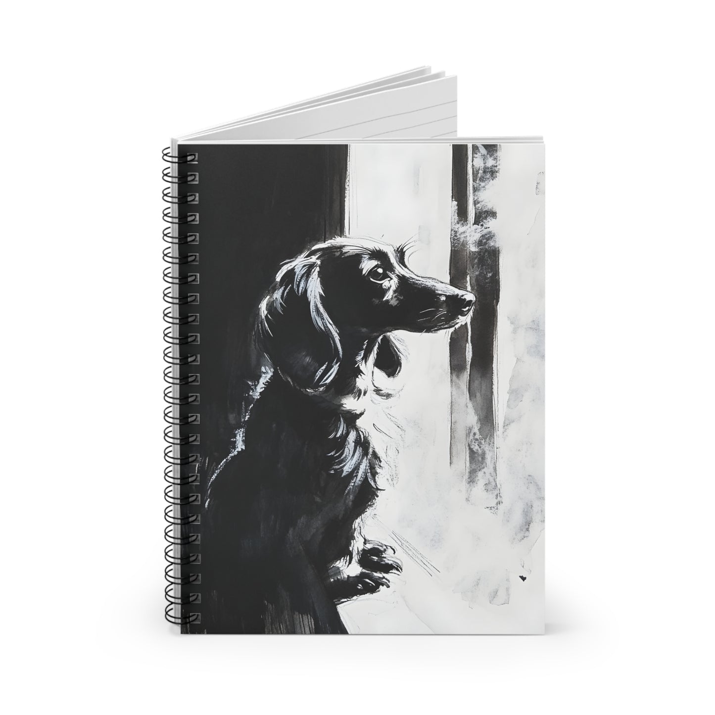 "Window Pane" Long-Haired Dachshund Ruled Line Spiral Notebook