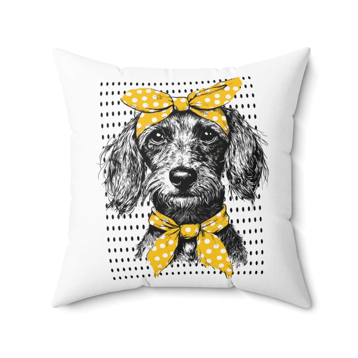 "Bikini" Wire-Haired Dachshund Square Throw Pillow