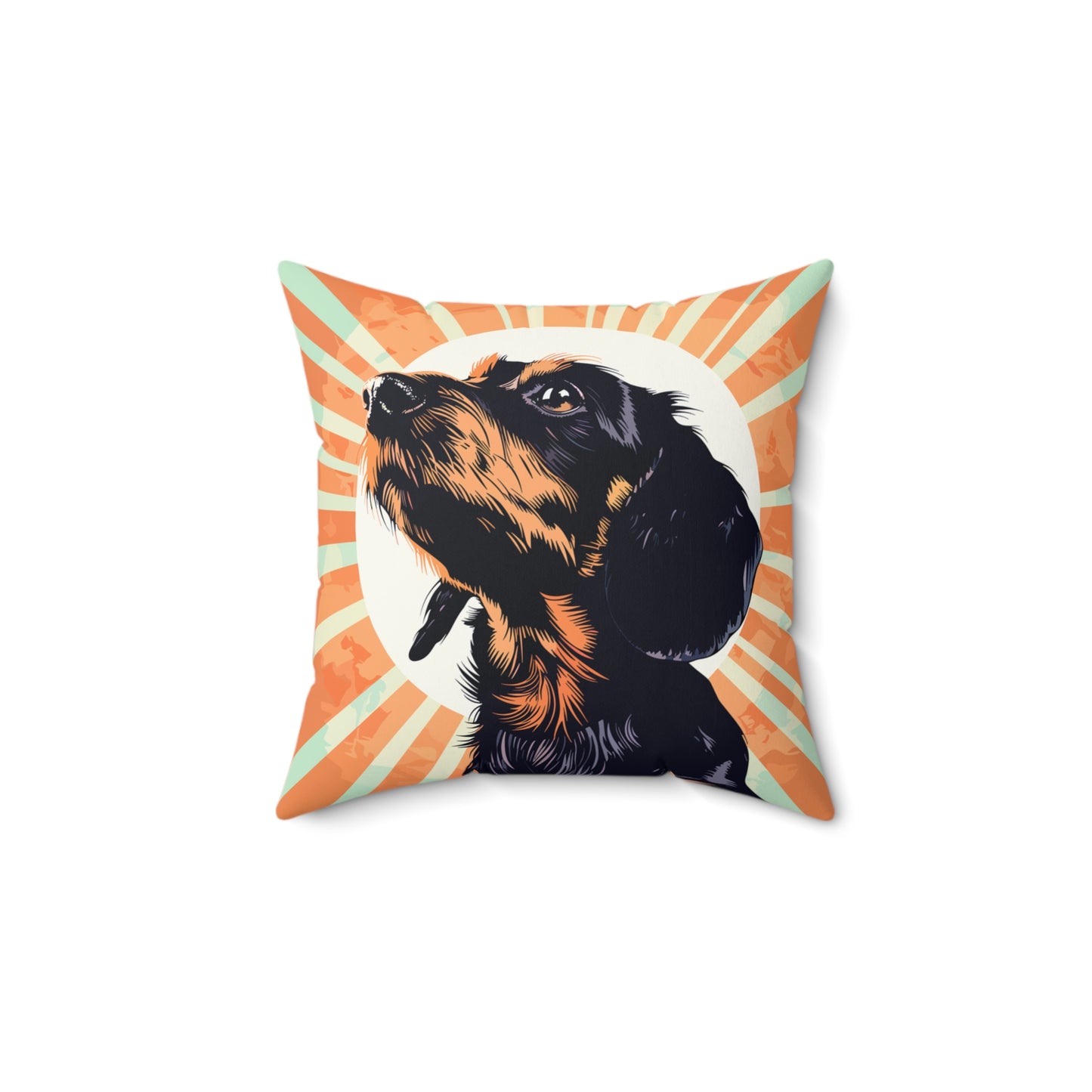 "Sunset" Wire-Haired Dachshund Square Throw Pillow