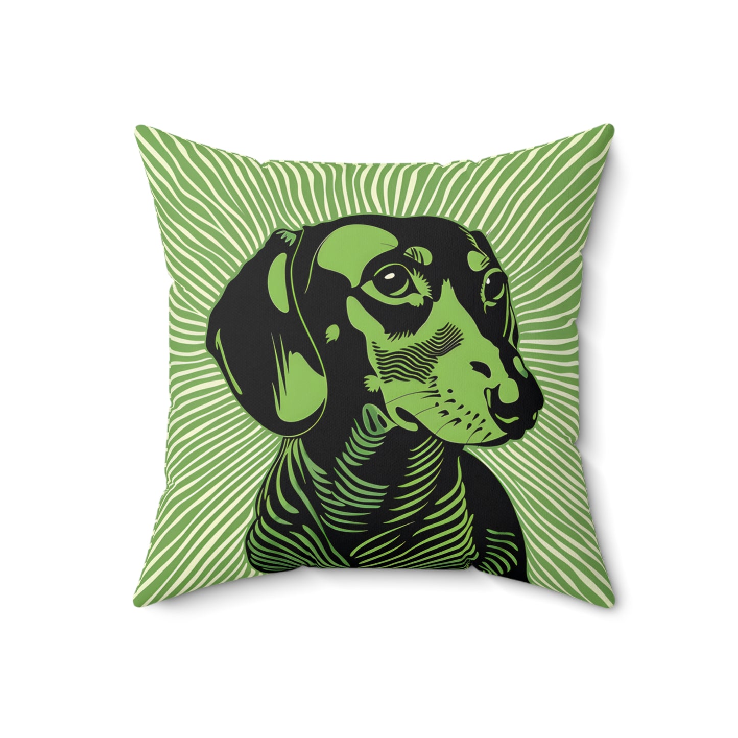"Lime Burst" Smooth-Haired Dachshund Square Throw Pillow