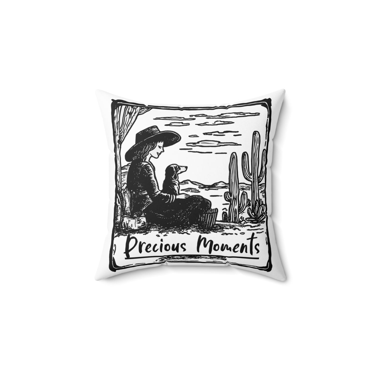 "Precious Moments" Smooth-Haired Dachshund Square Throw Pillow