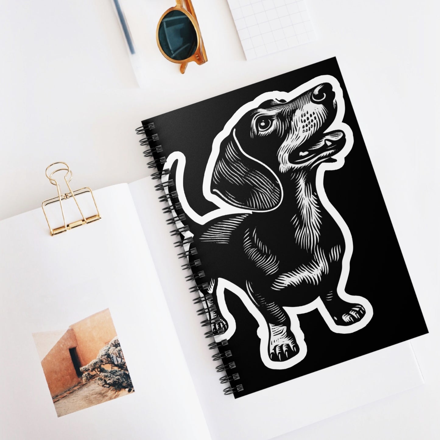 "#2 Classic™" Black & Tan Smooth-Haired Dachshund Ruled Line Spiral Notebook