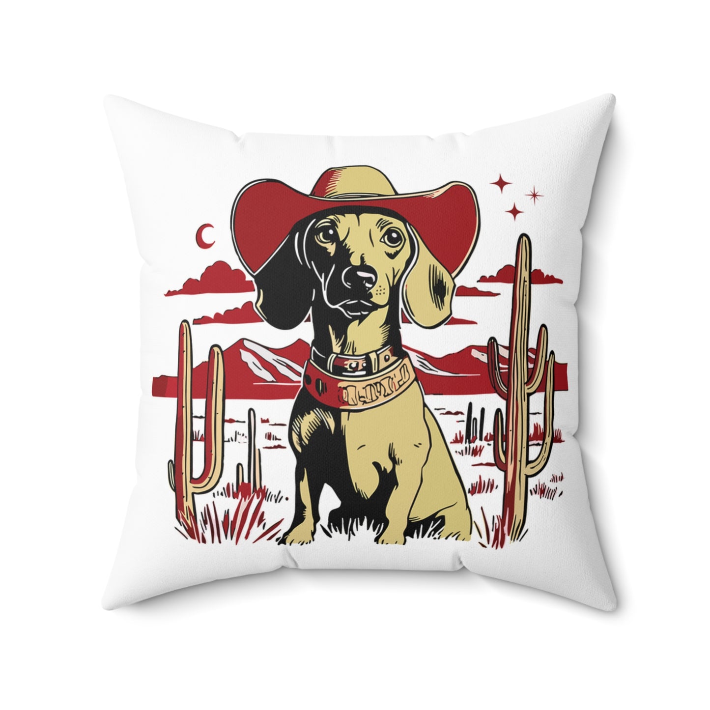 "Space Cowboy" Smooth-Haired Dachshund Square Throw Pillow