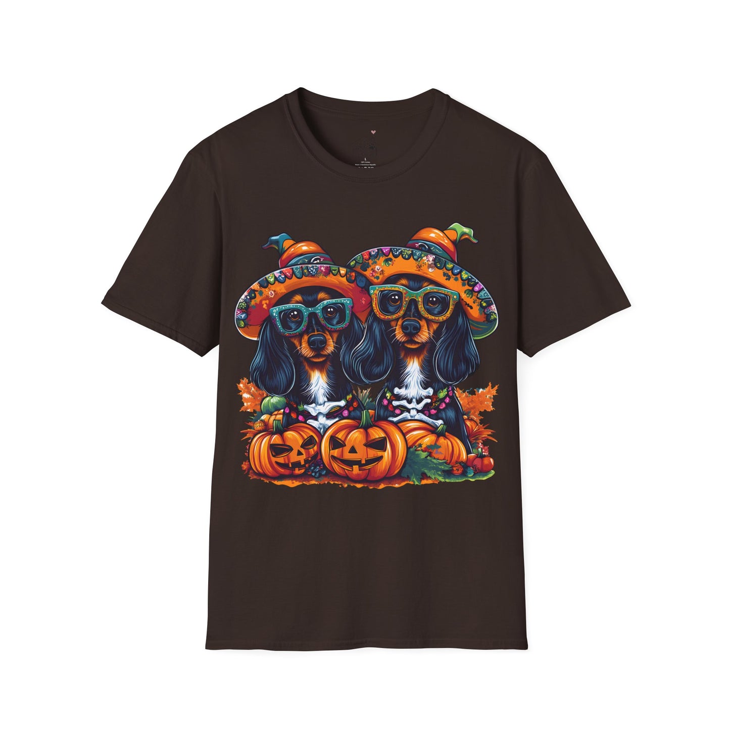 "We Like To Party" Black and Tan Long-Haired Dachshund Halloween Unisex Softstyle T-Shirt