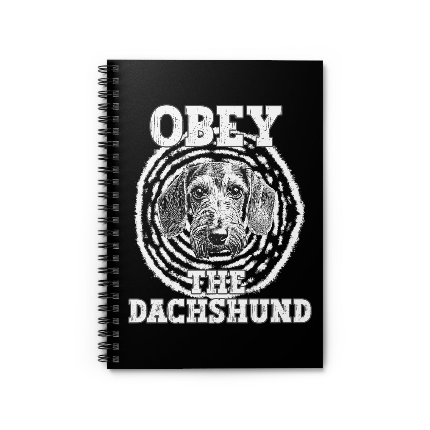 "Obey" Wire-Haired Dachshund Ruled Line Spiral Notebook