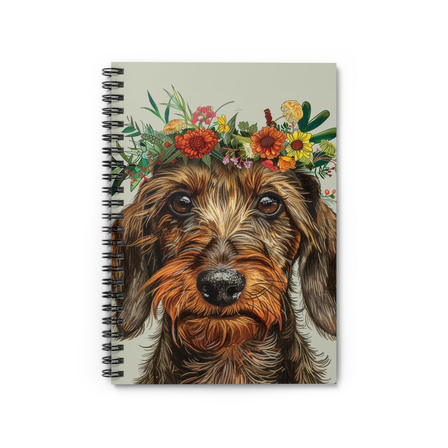 "Wire Crown" Wire-Haired Dachshund Ruled Line Spiral Notebook
