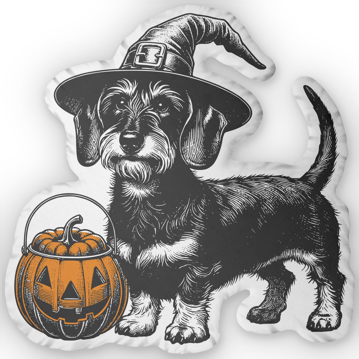 #10 Halloween Inspired Wire-Haired Dachshund Custom Shaped Pillow