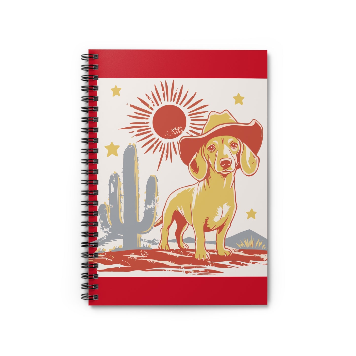 "Sunny Cowboy" Smooth-Haired Dachshund Ruled Line Spiral Notebook