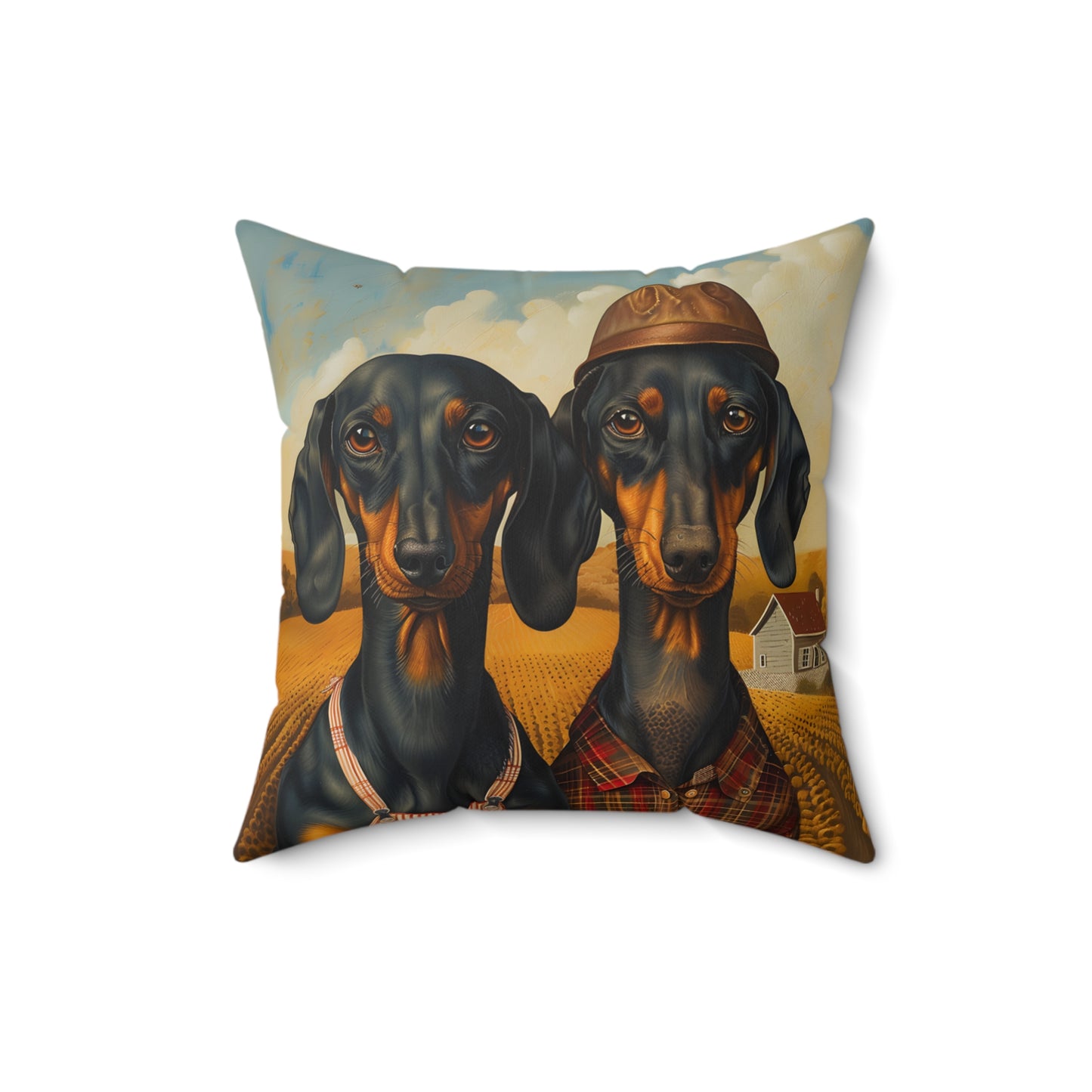 #1 Autumn Inspired Black & Tan Smooth-Haired Dachshund Throw Pillow