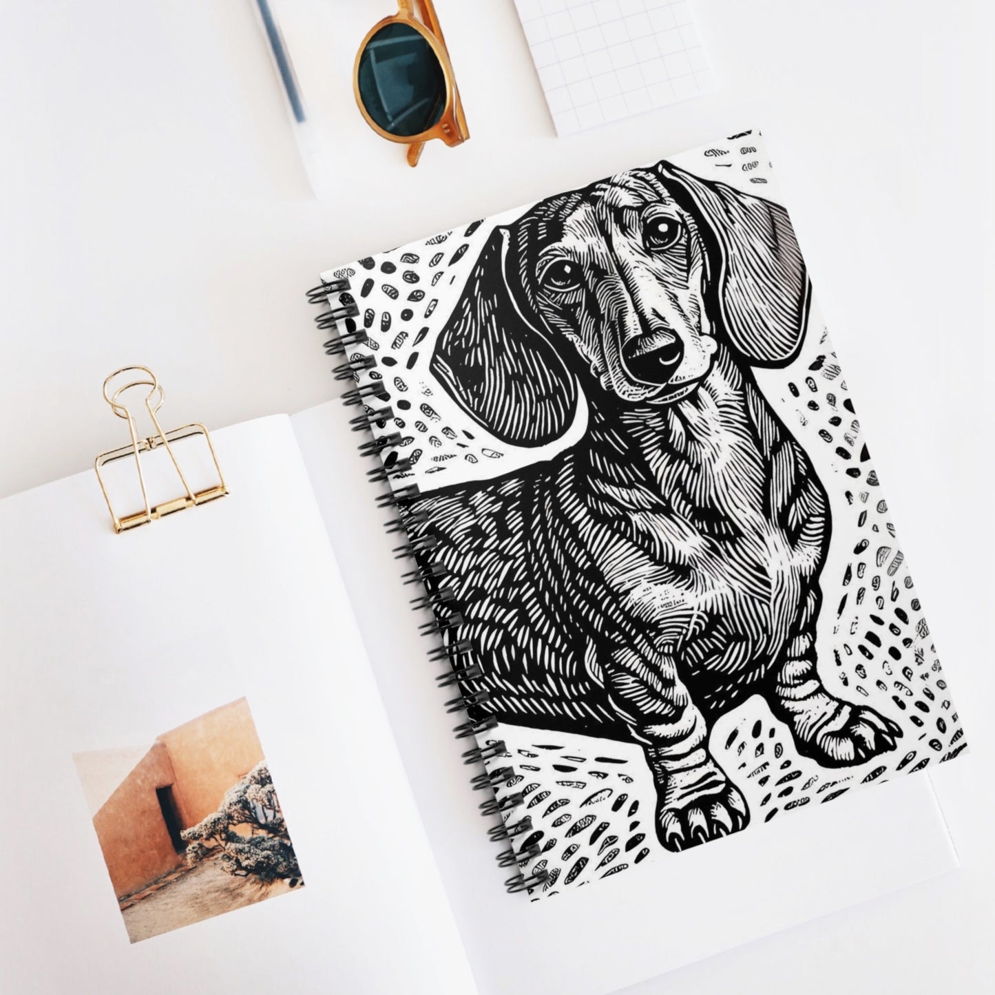 "Speckled Cutie" Smooth-Haired Dachshund Ruled Line Spiral Notebook