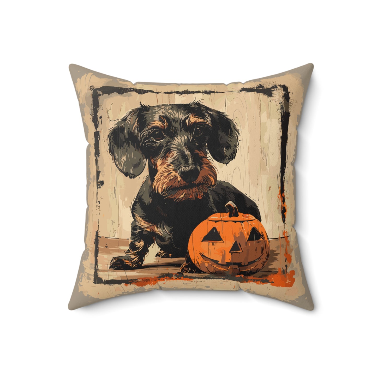#32 Halloween Inspired Wire-Haired Dachshund Throw Pillow