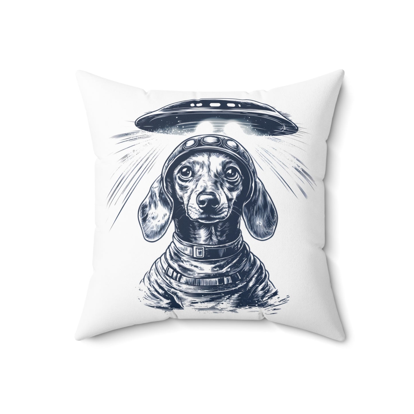"Blue Beam" Smooth-Haired Dachshund Square Throw Pillow
