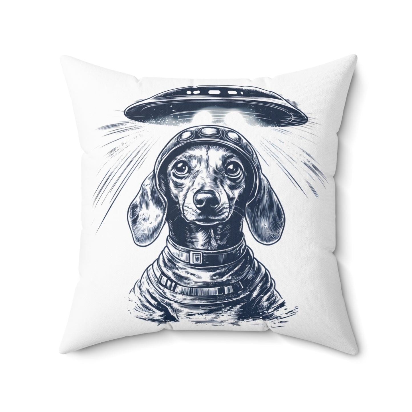 "Blue Beam" Smooth-Haired Dachshund Square Throw Pillow
