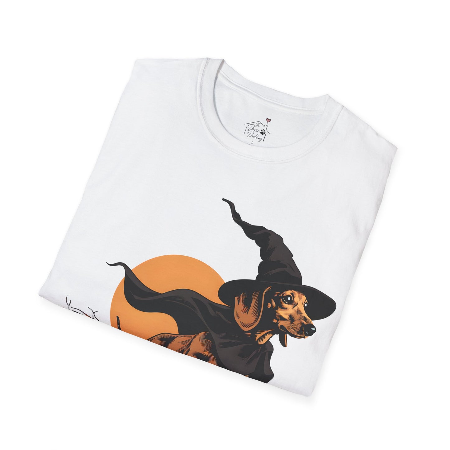 "Take Flight" Tan Smooth-Haired Dachshund Halloween Unisex Softstyle T-Shirt